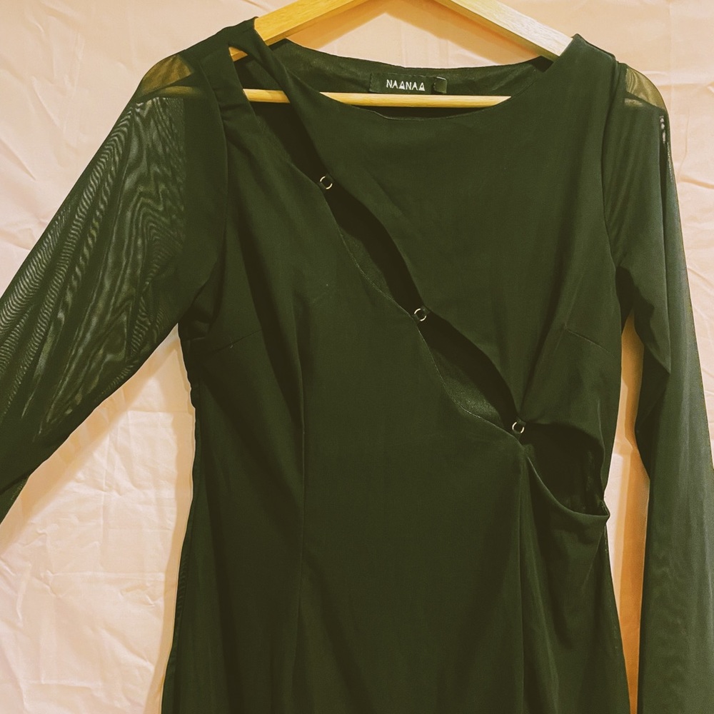 Black mesh dress with opening